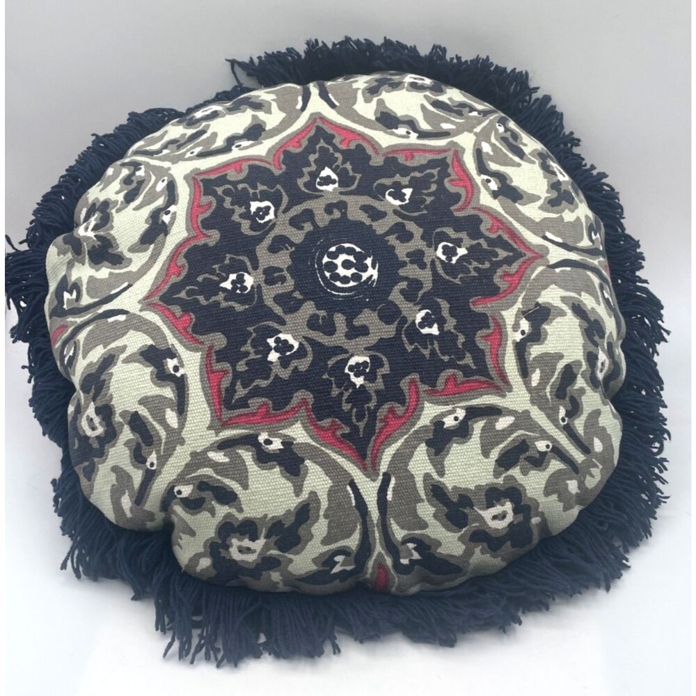 NEW Urban Outfitters Magical Thinking Round Medallion Pillow Blue Pink Fringe